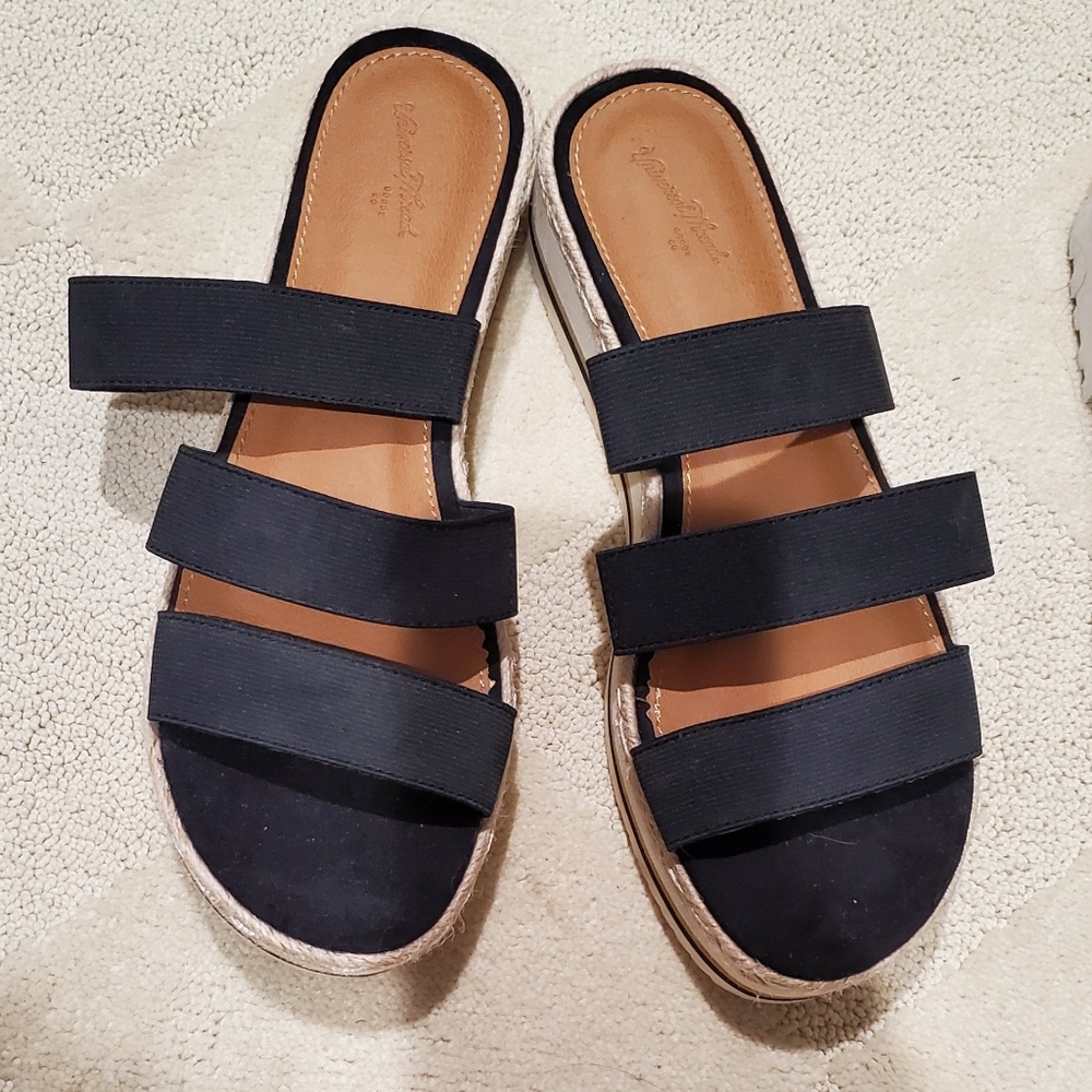 Black Platform Sandal, Size 8